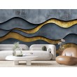 Fotomural 3D Ondas Abstractas De Oro Metálico