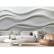 3D Photomural White Wavy Design