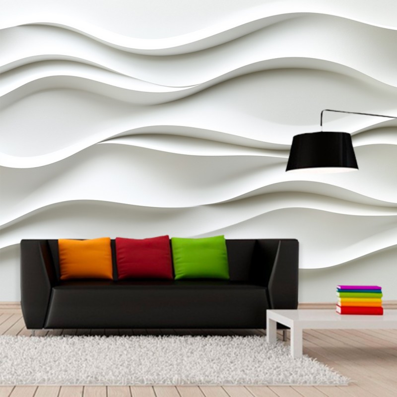 3D Fototapete Weißes Wellendesign