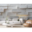 3D Photomural Irregular White Brick Wall