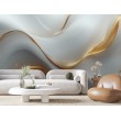 Fotomurale 3D Astratto di Lusso con Onde e Linee in Oro