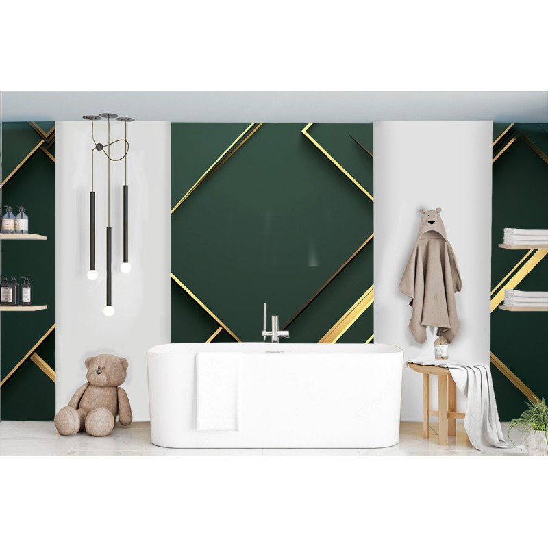 Fresque Murale 3D au Design Abstrait et Luxueux en Vert Foncé