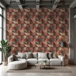 Wallpaper tiles 3D geometric brown design