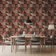 Papel Pintado Azulejo Diseño 3D Geométrico Marron