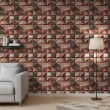 Carta da parati piastrelle design geometrico 3D curvo marrone