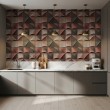 Wallpaper tiles 3D curved geometric brown design