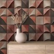 Wallpaper tiles 3D curved geometric brown design