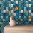 Wallpaper tiles mosaic design blue and marble