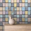 Wallpaper tiles mosaic design pastel multicolor quilted