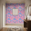 Wallpaper tiles mosaic design pink and blue glass effect