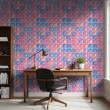 Wallpaper tiles mosaic design pink and blue glass effect