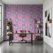 Tapete Fliesen Mosaikdesign Glaseffekt Rosa und Blau