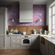 Wallpaper tiles mosaic design pink and blue glass effect