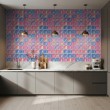 Wallpaper tiles mosaic design pink and blue glass effect
