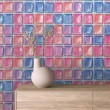 Tapete Fliesen Mosaikdesign Glaseffekt Rosa und Blau