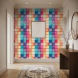 Papier peint carreaux design mosaïque effet verre multicolore