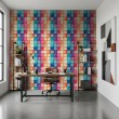 Papier peint carreaux design mosaïque effet verre multicolore