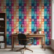 Wallpaper tiles mosaic design multicolor glass effect