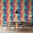 Carta da parati piastrelle design mosaico effetto vetro multicolore