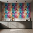 Wallpaper tiles mosaic design multicolor glass effect