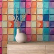 Papel Pintado Azulejo Diseño Mosaico Efecto Cristal Multicolor