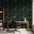 Papier peint carreaux design rustique vert foncé