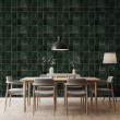 Carta da parati piastrelle design rustico verde scuro
