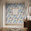 Papier peint carreaux design mosaïque matelassé multicolore pastel