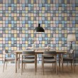 Wallpaper tiles mosaic design pastel multicolor quilted