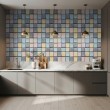 Wallpaper tiles mosaic design pastel multicolor quilted