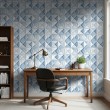 Papel Pintado Azulejo Diseño Geométrico Azul