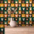 Papier peint baby Forêt design animaux mignons multicolores