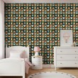 Baby wallpaper Forest animals in squares multicolor design