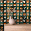 Baby wallpaper Forest animals in squares multicolor design