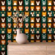 Papier peint baby Forêt animaux multicolores