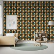 Baby wallpaper Forest animals in green squares design