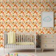 Baby wallpaper Forest foxes and autumn leaves multicolor design