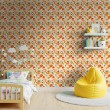 Baby wallpaper Forest foxes and autumn leaves multicolor design