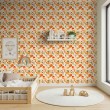 Baby wallpaper Forest foxes and autumn leaves multicolor design