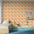 Baby wallpaper Forest foxes and autumn leaves multicolor design
