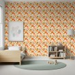 Baby wallpaper Forest foxes and autumn leaves multicolor design