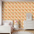 Baby wallpaper Forest foxes and autumn leaves multicolor design