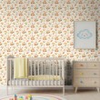 Carta da parati baby Orsetti design fiori multicolore