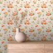 Baby wallpaper Teddy bears with multicolor flowers design