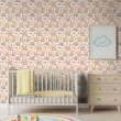 Papier peint baby Oursons design fleurs beige
