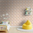 Carta da parati baby Orsetti design fiori beige