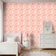 Papier peint baby Fées design fleurs fond rose