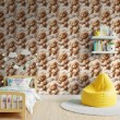 Baby wallpaper Teddy bears with beige clouds design
