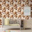 Baby wallpaper Teddy bears with beige clouds design