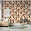 Baby wallpaper Teddy bears with beige clouds design